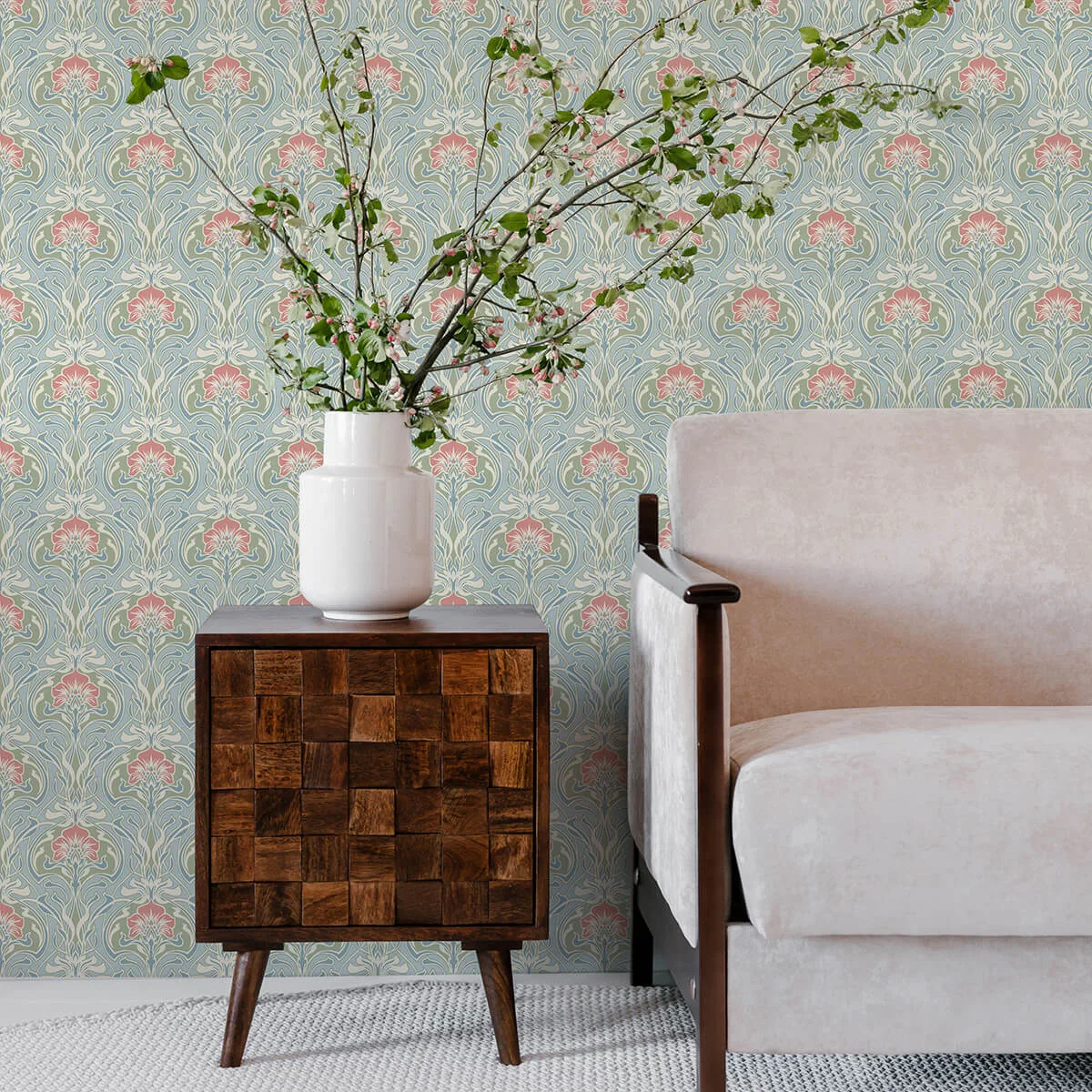 A-Street Prints Mucha - Light Blue Wallpaper | Buy Online A-Street Prints Mucha wallpaper, color Light Blue, SKU 2970-26152