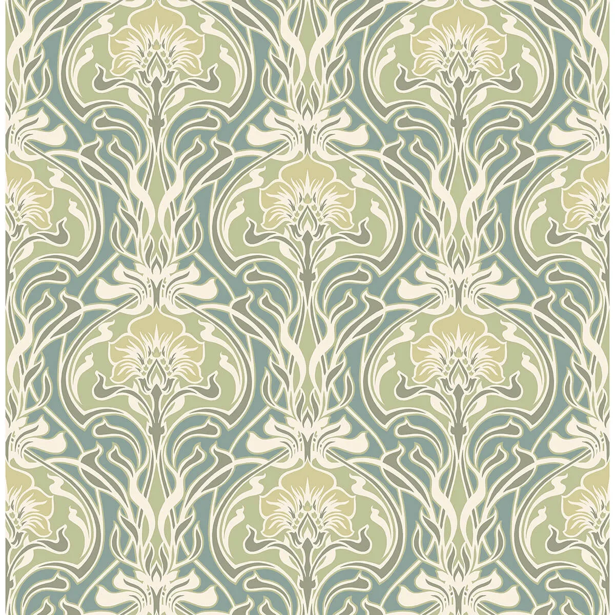 A-Street Prints Mucha wallpaper, color Teal, SKU 2970-26151