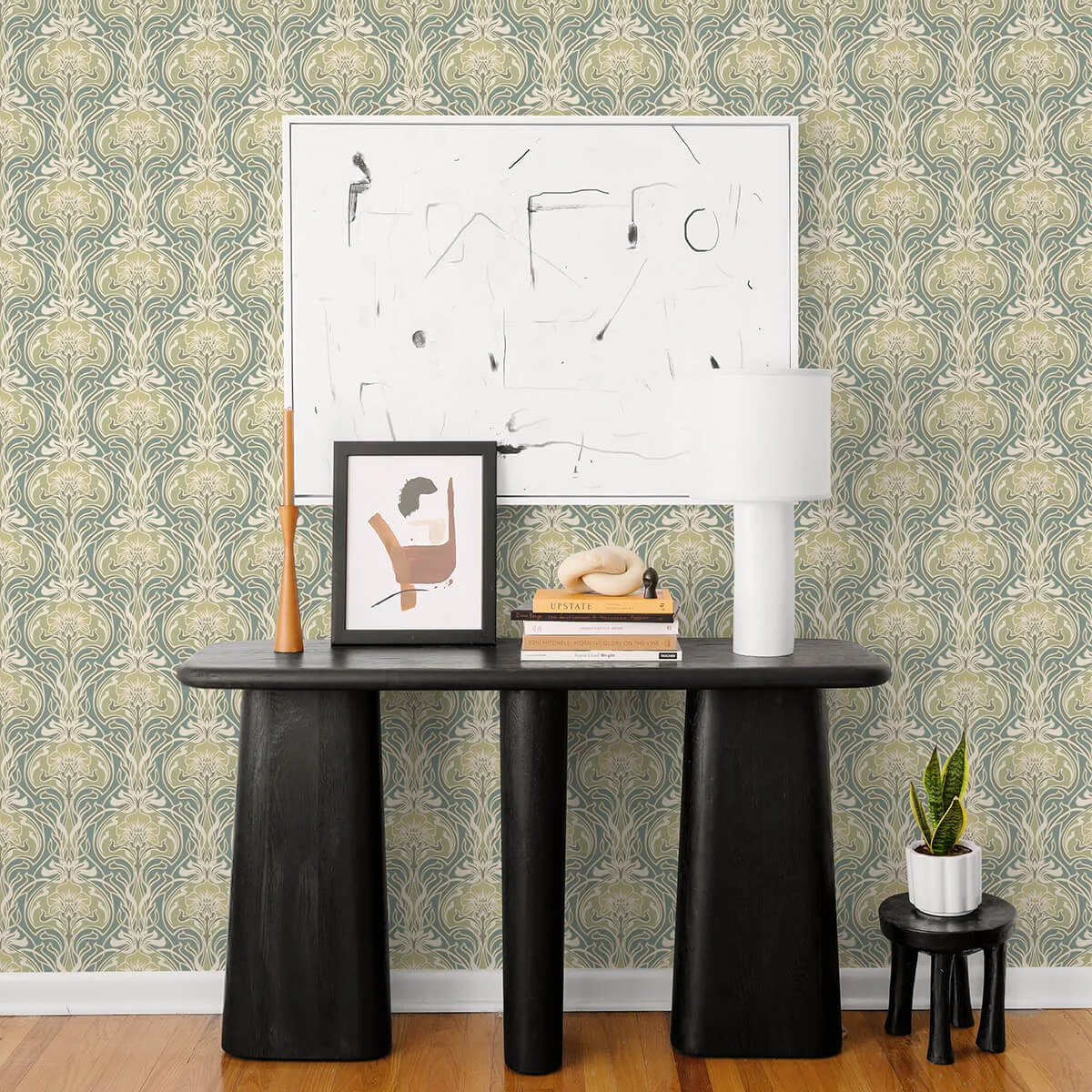 A-Street Prints Mucha wallpaper, color Teal, SKU 2970-26151