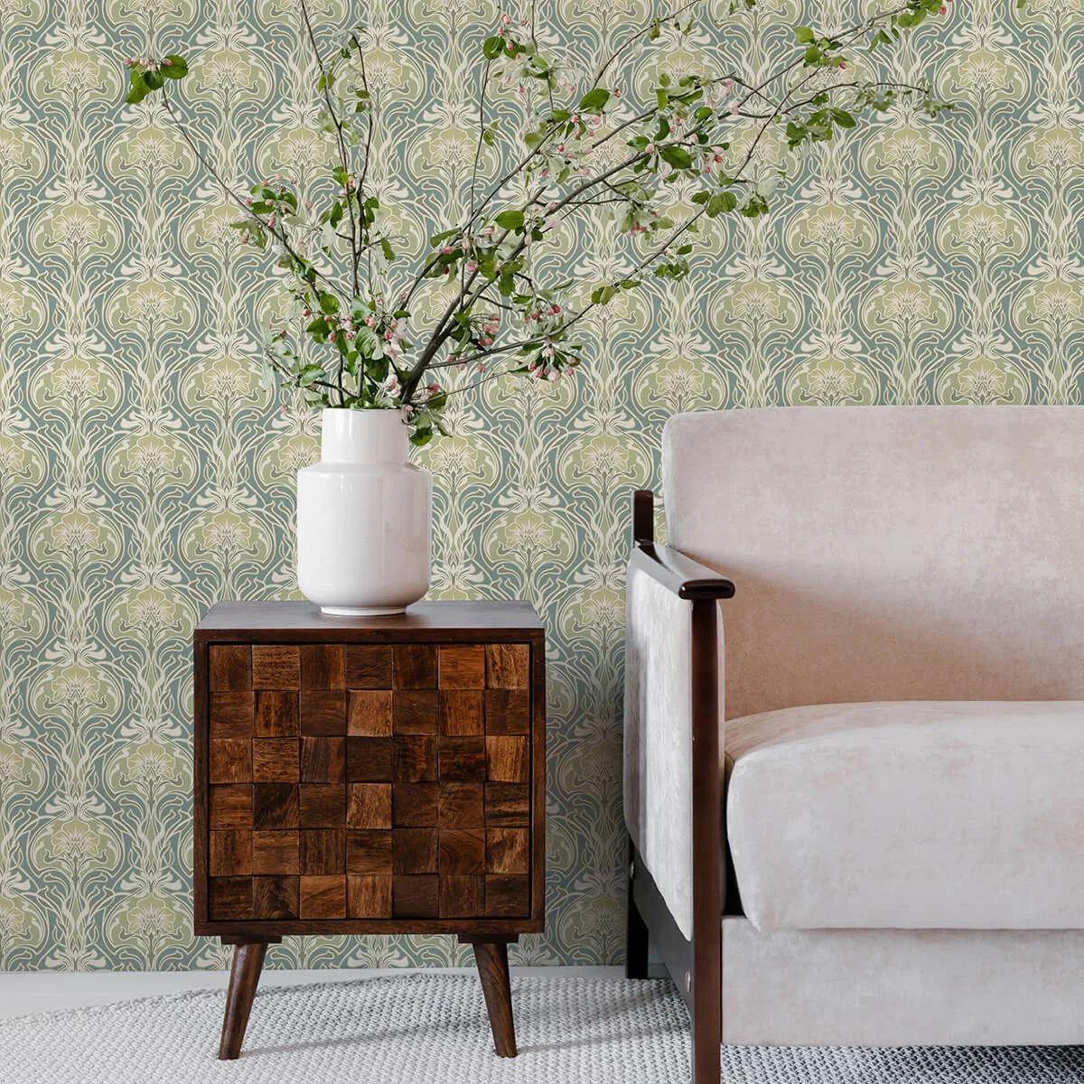 A-Street Prints Mucha - Teal Wallpaper | Buy Online A-Street Prints Mucha wallpaper, color Teal, SKU 2970-26151