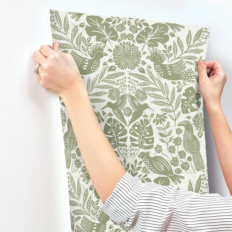 A-Street Prints Nestle wallpaper, color Green, SKU 4122-27005