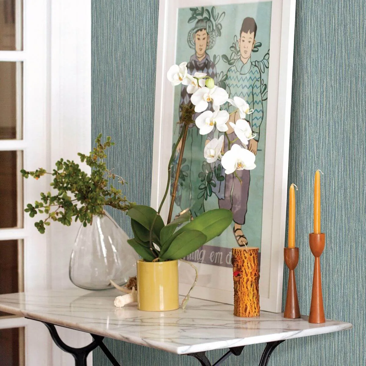 A-Street Prints Raffia wallpaper, color Aqua, SKU 2861-25420