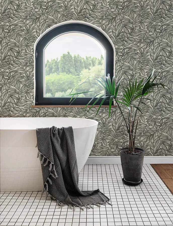 A-Street Prints Rhythmic wallpaper, color Charcoal, SKU 4146-27229