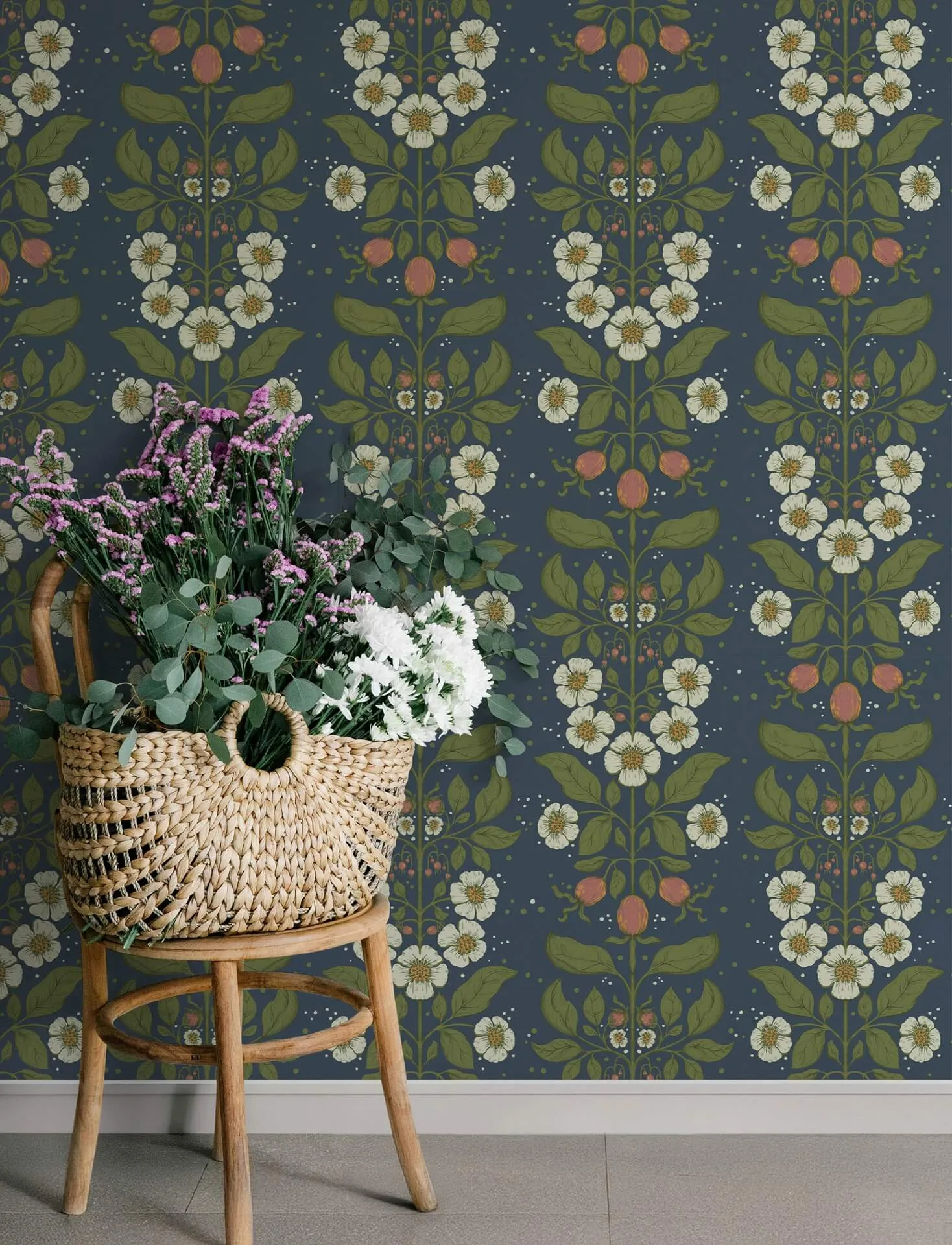 A-Street Prints Rosa wallpaper, color Navy, SKU 4201-48013