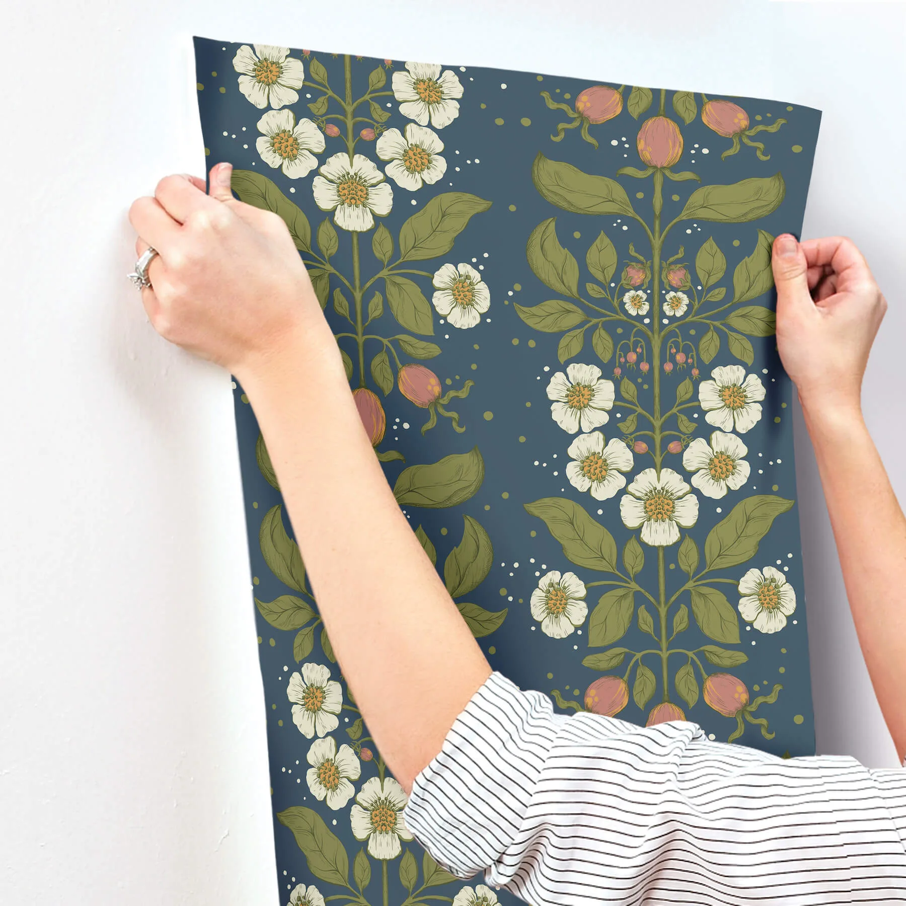 A-Street Prints Rosa wallpaper, color Navy, SKU 4201-48013