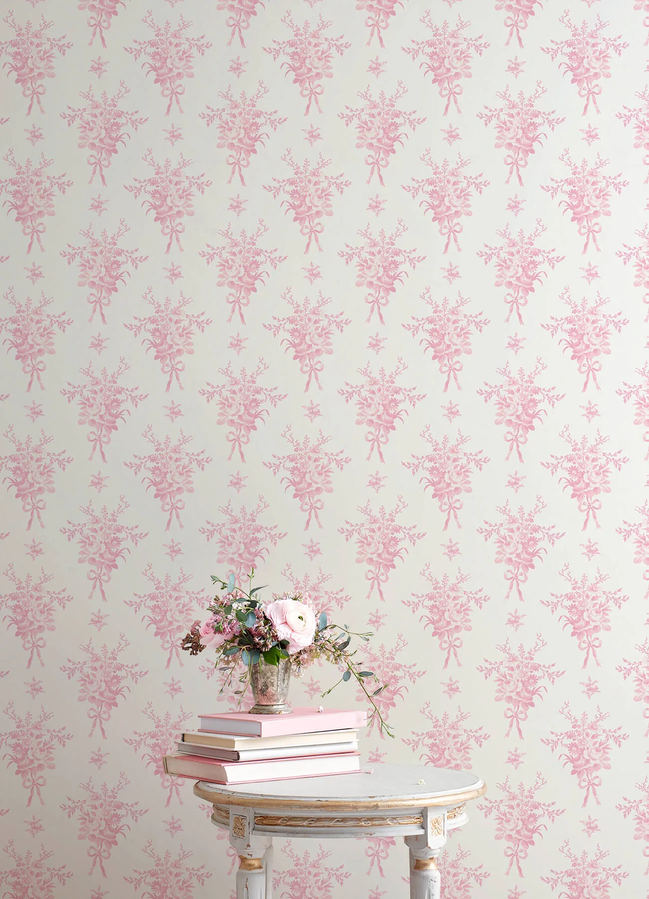 A-Street Prints Rosie Arrangements wallpaper, color Kiss Pink, SKU AST4652