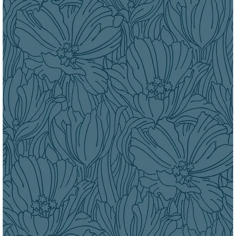 A-Street Prints Selwyn Flock wallpaper, color Dark Blue, SKU 2970-87356