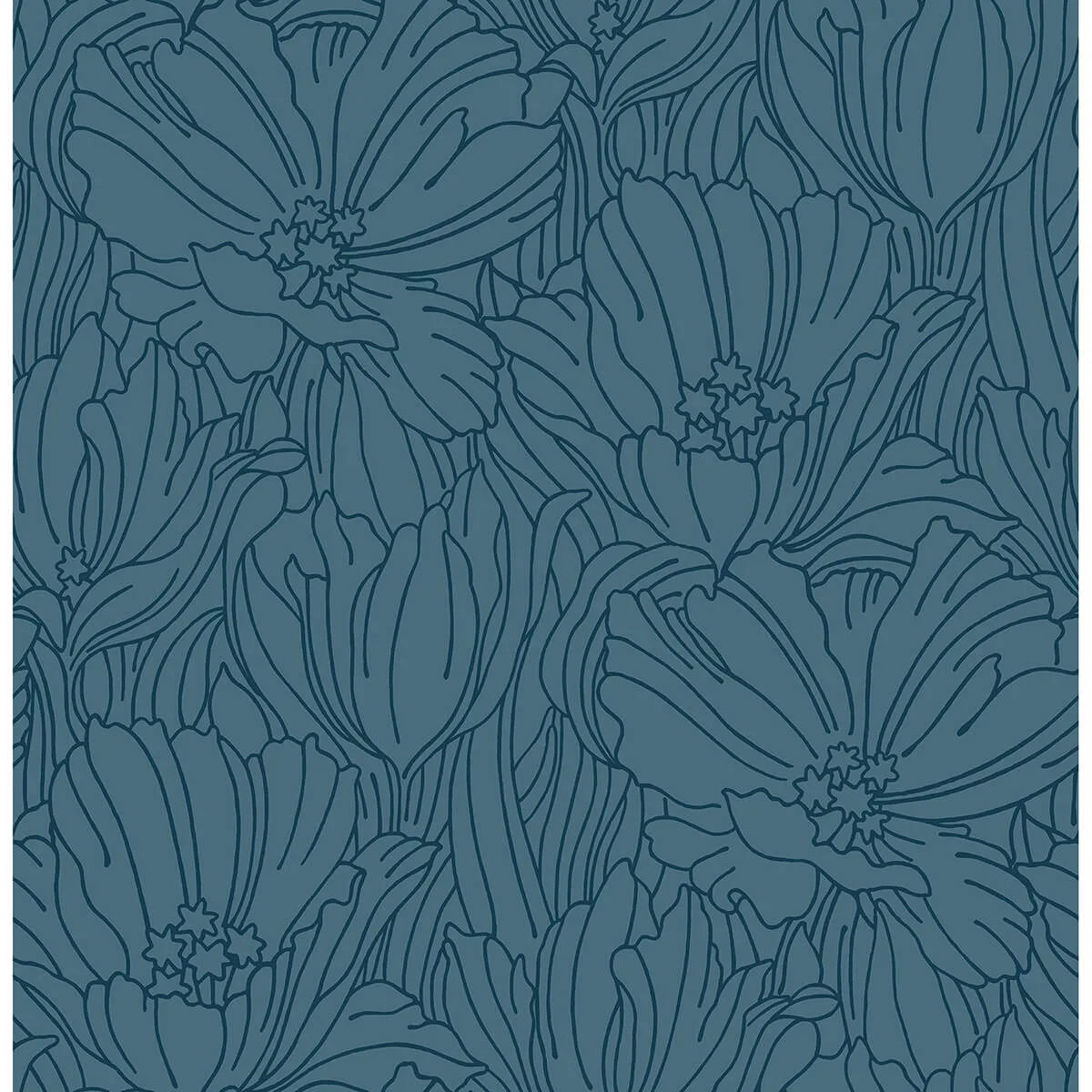 A-Street Prints Selwyn Flock wallpaper, color Dark Blue, SKU 2970-87356