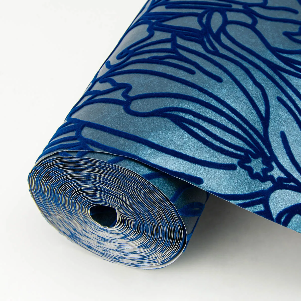 A-Street Prints Selwyn Flock wallpaper, color Dark Blue, SKU 2970-87356