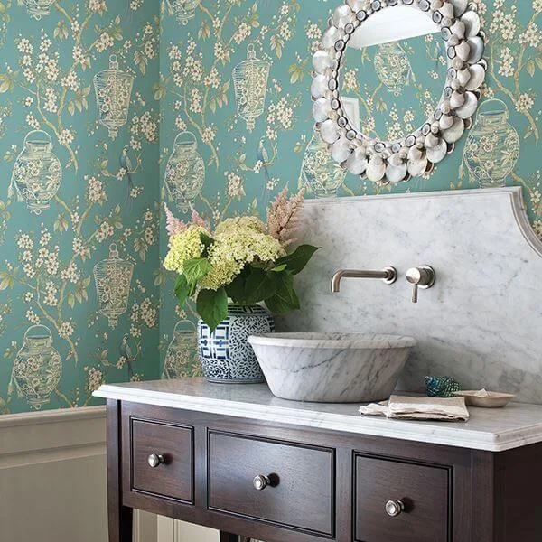 A-Street Prints Serenity wallpaper, color Turquoise, SKU 2702-22759
