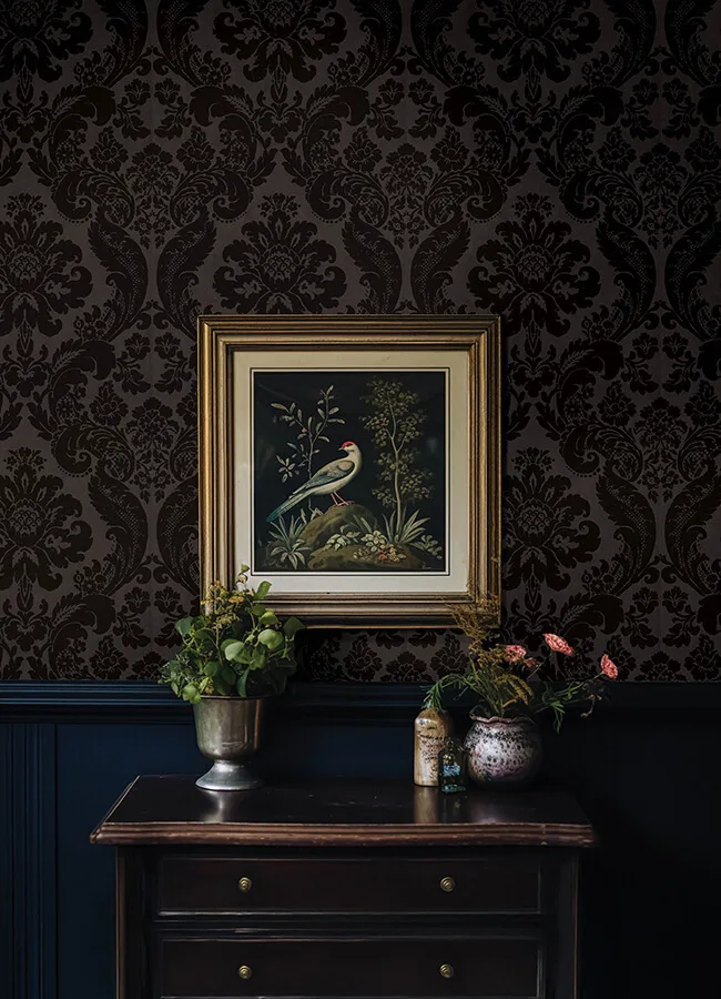 A-Street Prints Shadow wallpaper, color Black, SKU 4147-87391