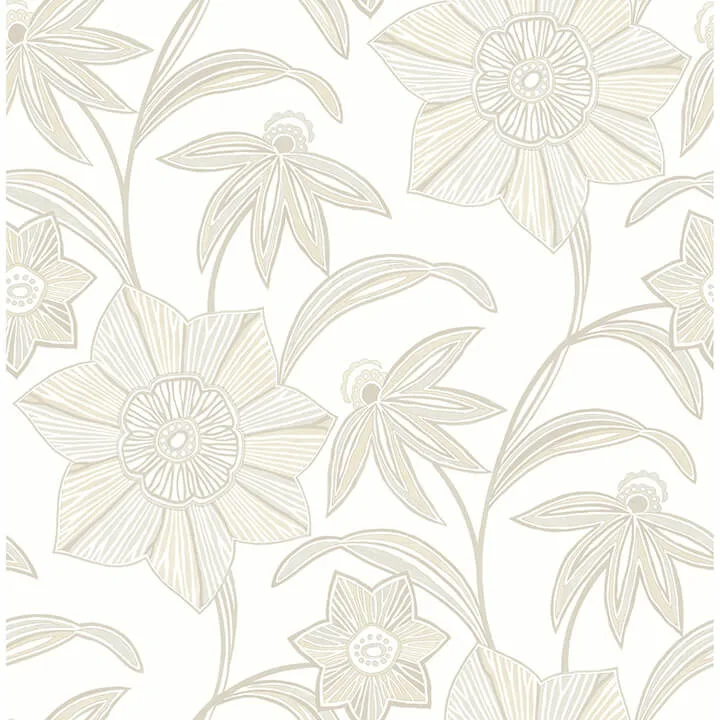 A-Street Prints Star Flower wallpaper, color Beige, SKU 4172-27515