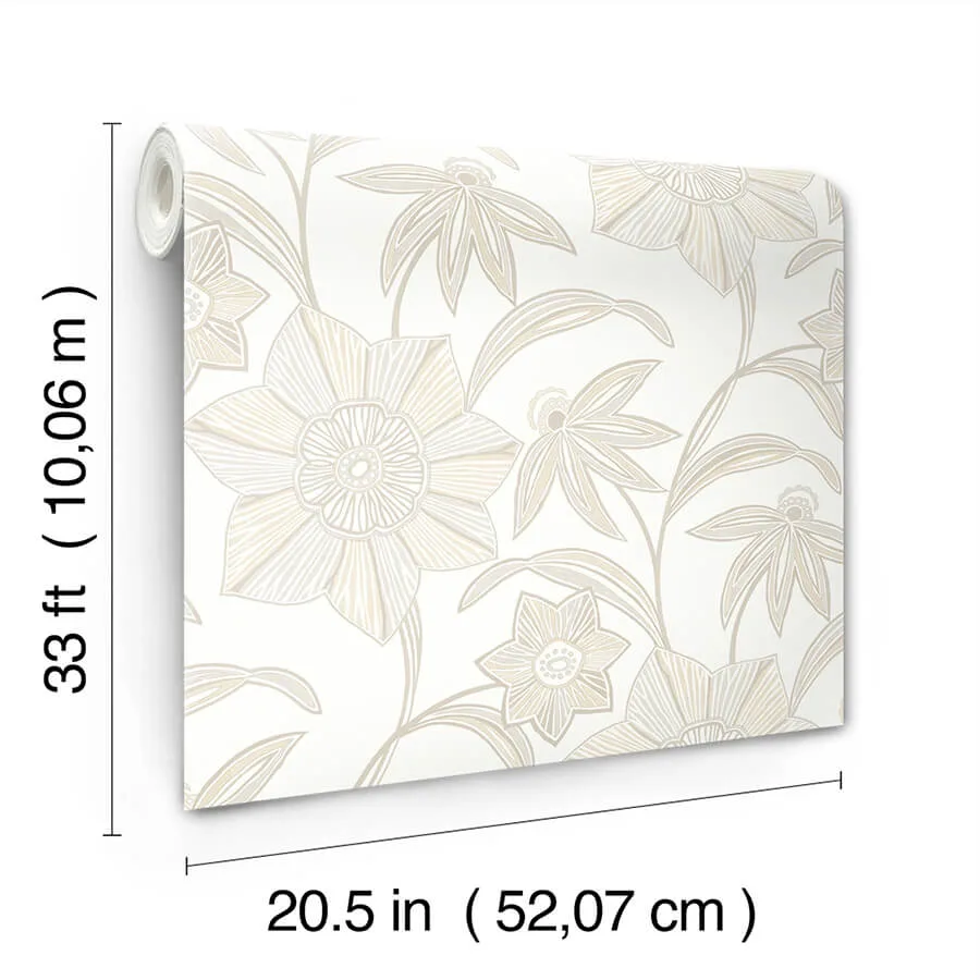 A-Street Prints Star Flower - Beige Wallpaper | Buy Online A-Street Prints Star Flower wallpaper, color Beige, SKU 4172-27515