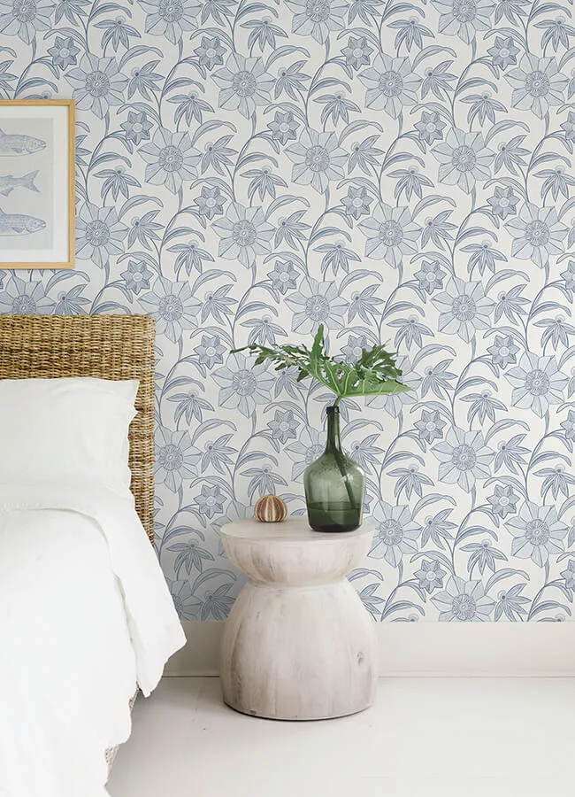 A-Street Prints Star Flower - Blue Wallpaper | Buy Online A-Street Prints Star Flower wallpaper, color Blue, SKU 4172-27512