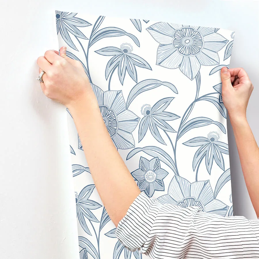 A-Street Prints Star Flower - Blue Wallpaper | Buy Online A-Street Prints Star Flower wallpaper, color Blue, SKU 4172-27512