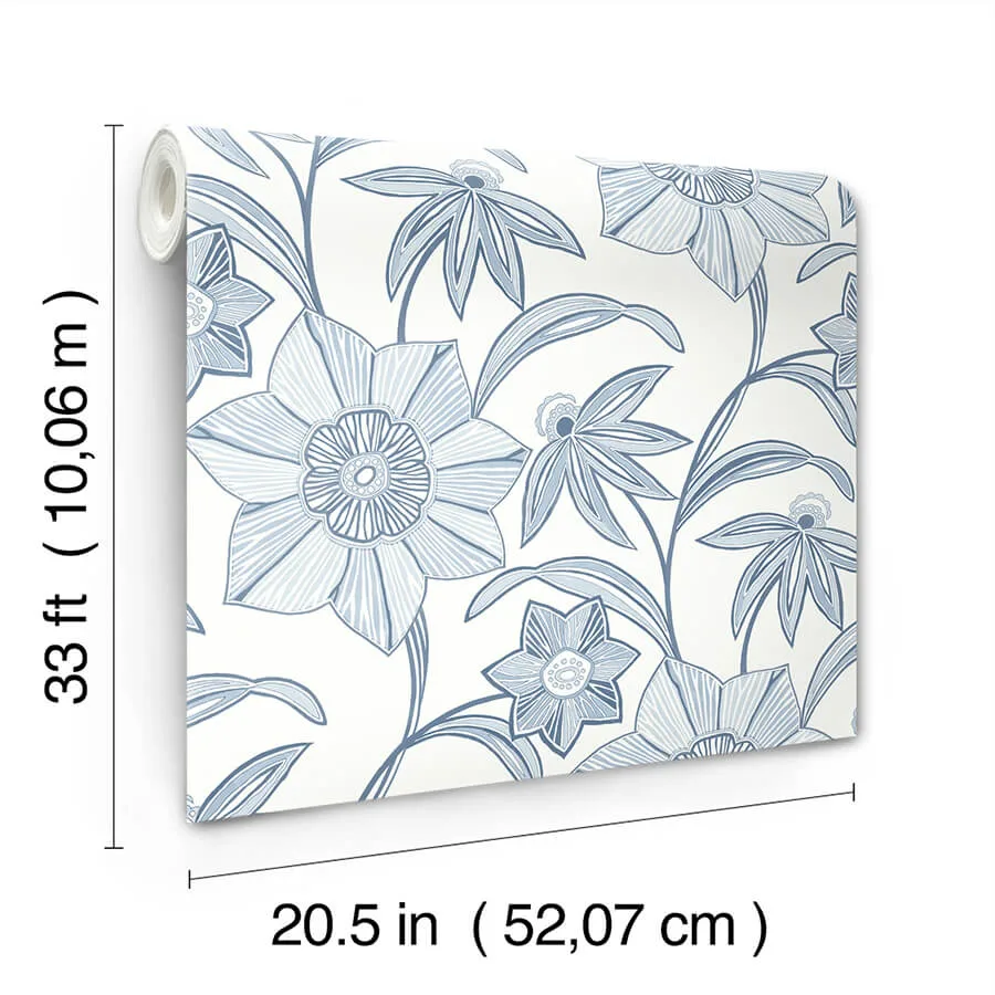 A-Street Prints Star Flower - Blue Wallpaper | Buy Online A-Street Prints Star Flower wallpaper, color Blue, SKU 4172-27512