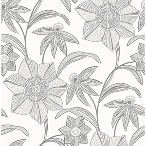 A-Street Prints Star Flower wallpaper, color Charcoal, SKU 4172-27514