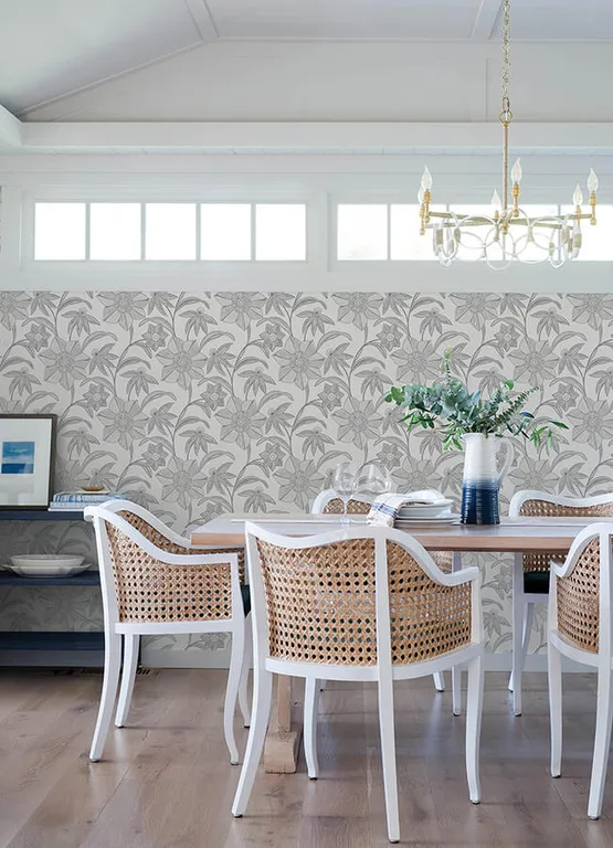 A-Street Prints Star Flower wallpaper, color Charcoal, SKU 4172-27514
