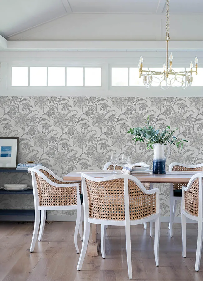 A-Street Prints Star Flower wallpaper, color Charcoal, SKU 4172-27514