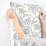 A-Street Prints Star Flower wallpaper, color Charcoal, SKU 4172-27514