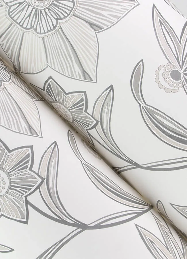A-Street Prints Star Flower wallpaper, color Charcoal, SKU 4172-27514