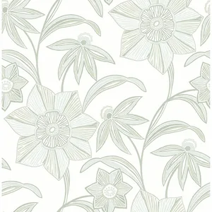 A-Street Prints Star Flower wallpaper, color Light Green, SKU 4172-27513