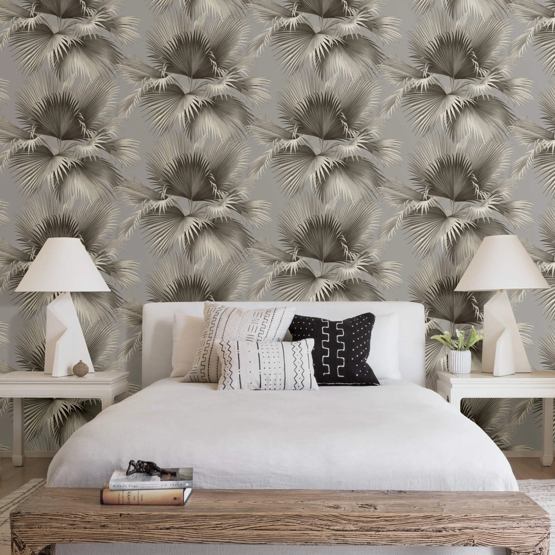 A-Street Prints Summer Palm wallpaper, color Platinum, SKU 2927-81908