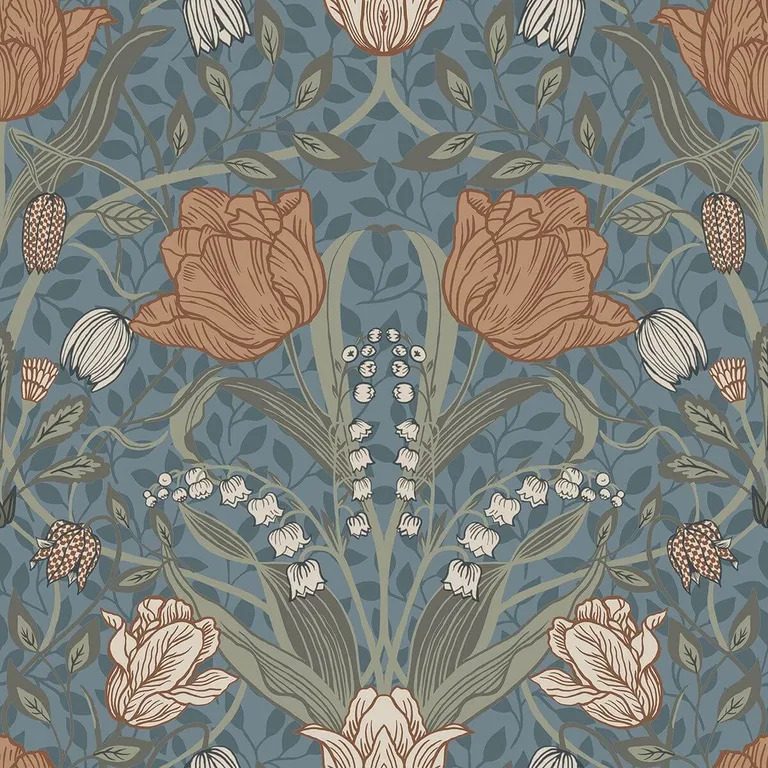 A-Street Prints Tulipa wallpaper, color Blue, SKU 2948-33009