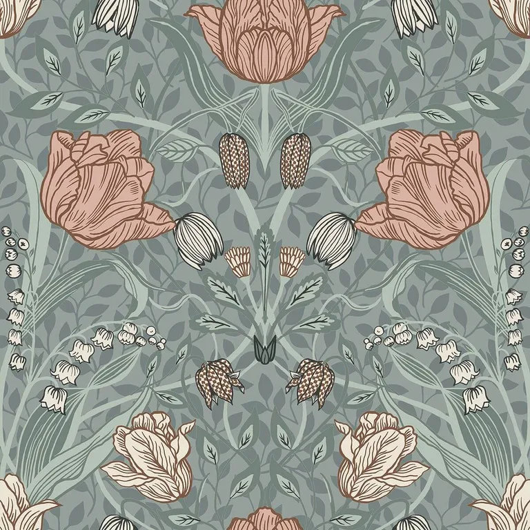 A-Street Prints Tulipa wallpaper, color Sage, SKU 2948-33010