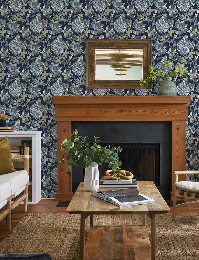 A-Street Prints Valdivian wallpaper, color Indigo, SKU 4146-27228