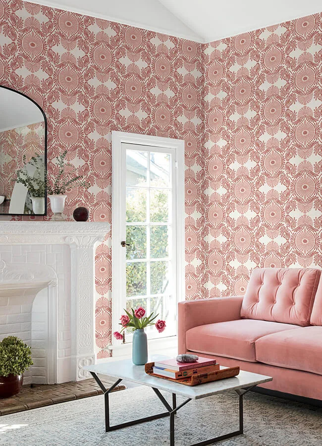 A-Street Prints Villa wallpaper, color Raspberry, SKU 4122-72403