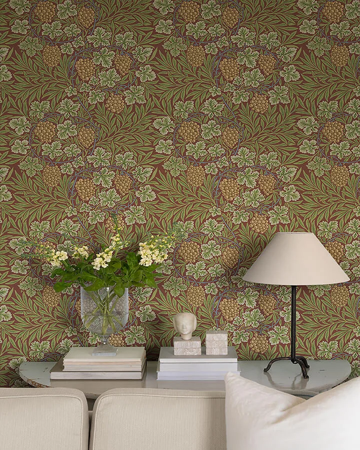 A-Street Prints Vine wallpaper, color Ruby, SKU 4153-82018