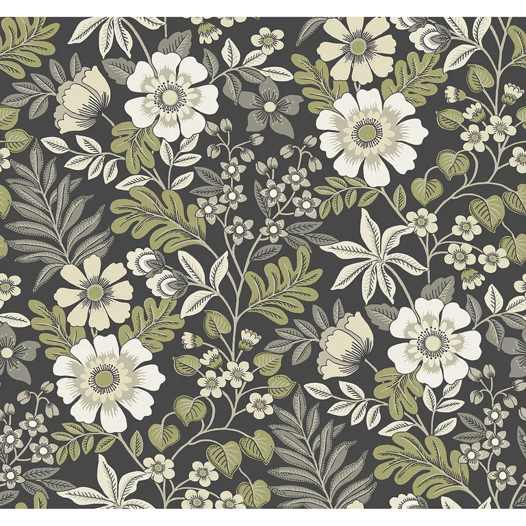 A-Street Prints Voysey wallpaper, color Black, SKU 2970-87535