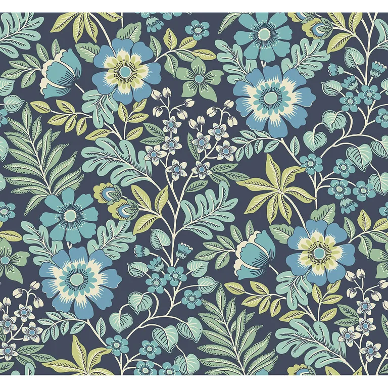 A-Street Prints Voysey wallpaper, color Navy, SKU 2970-87533
