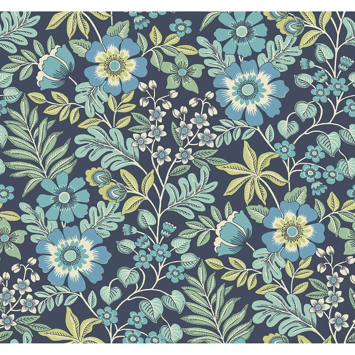 A-Street Prints Voysey wallpaper, color Navy, SKU 2970-87533