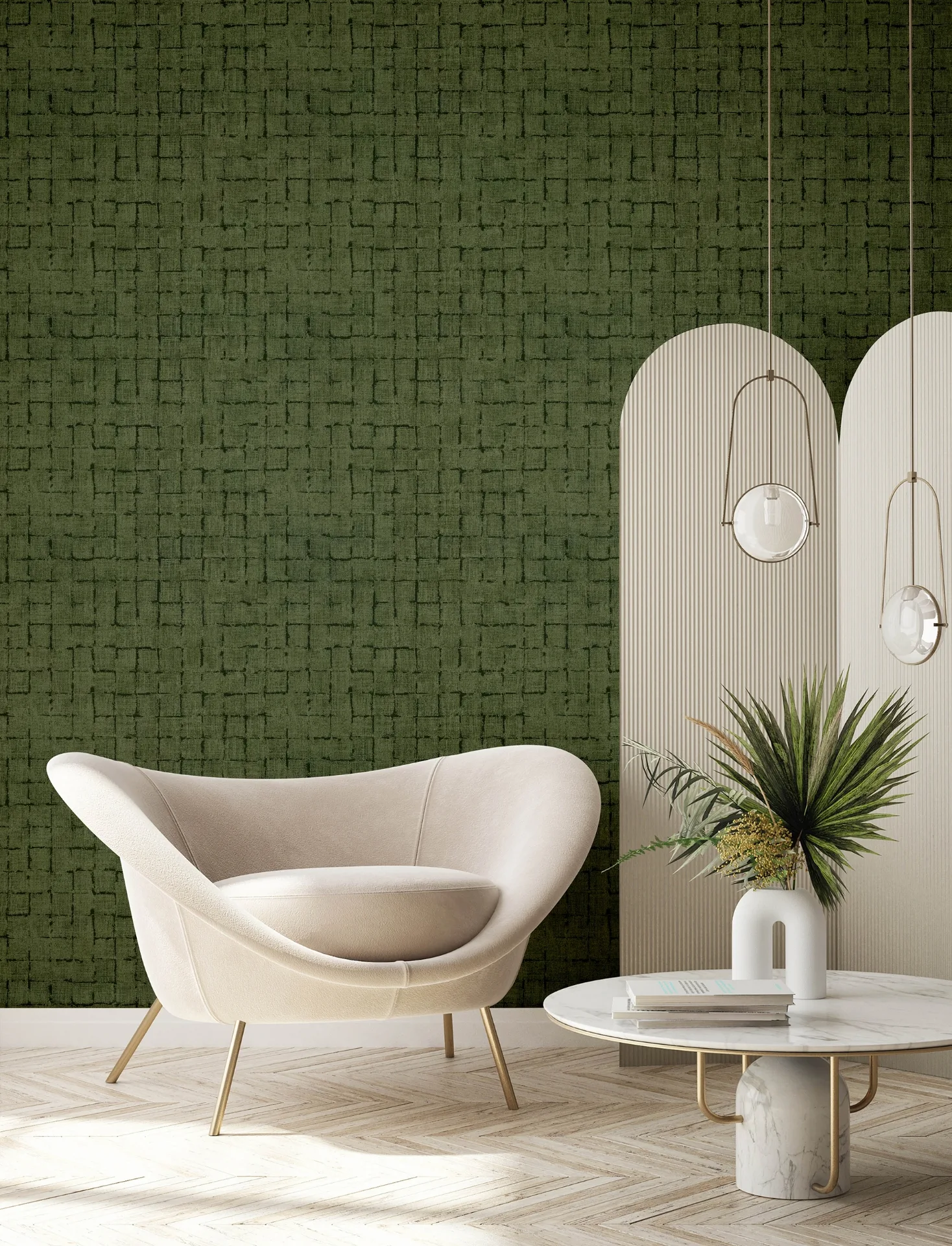 Advantage Blocks wallpaper, color Olive, SKU 4157-333455