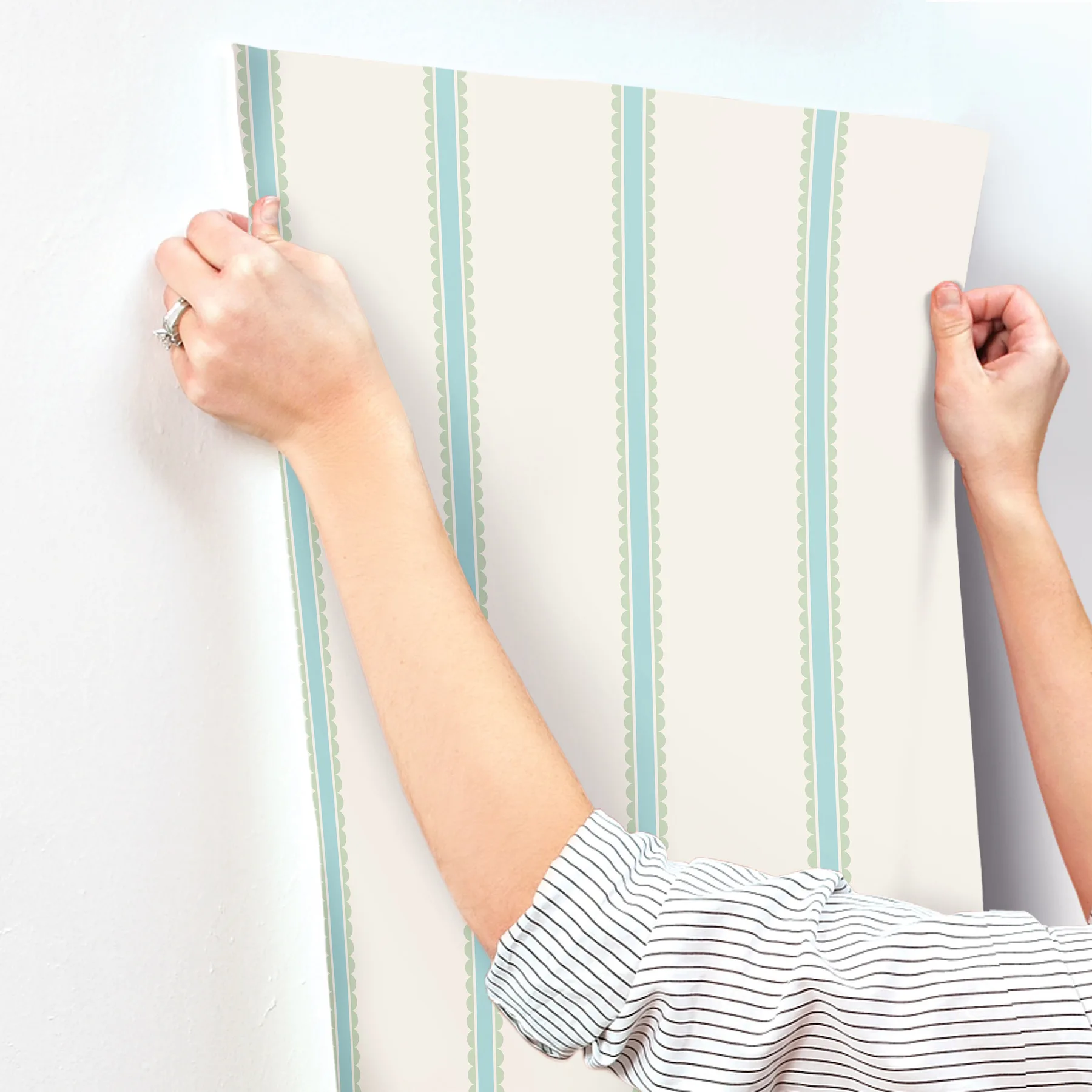 Advantage Bobbin Stripe - Aqua Wallpaper | Buy Online Advantage Bobbin Stripe wallpaper, color Aqua, SKU 4203-27573