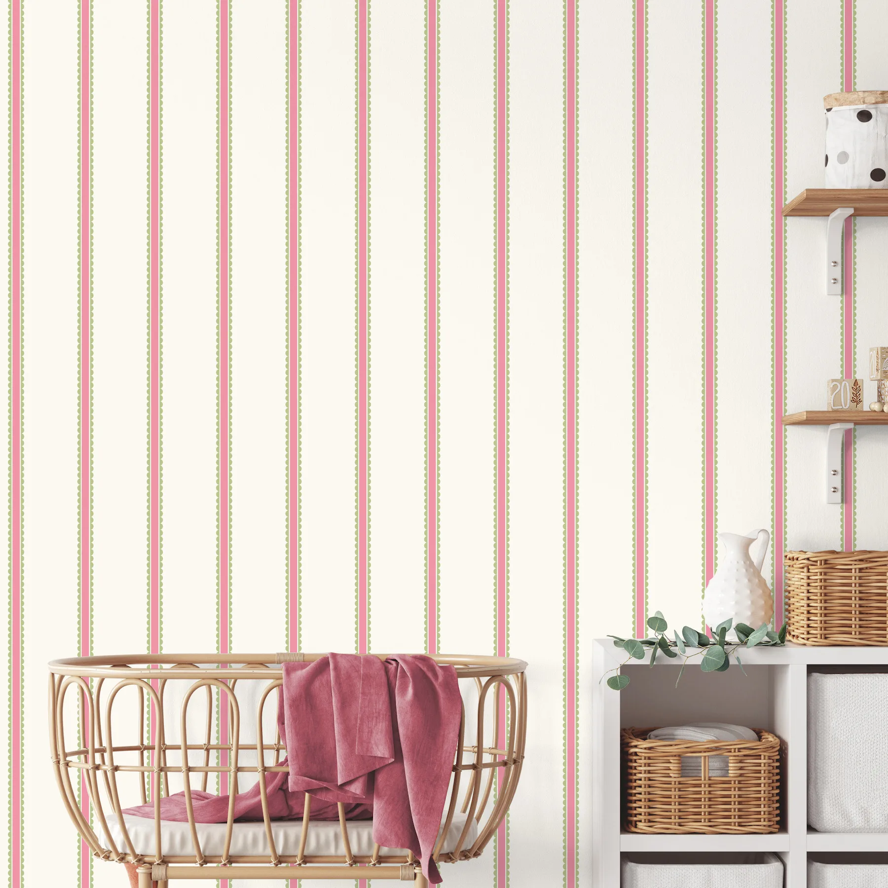 Advantage Bobbin Stripe wallpaper, color Fuchsia, SKU 4203-27574