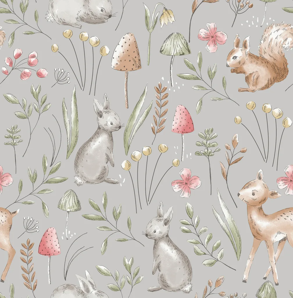 Advantage Forest Animals wallpaper, color Grey, SKU 4203-27546