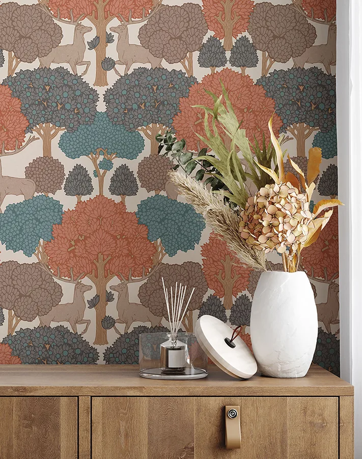 Advantage Forest of Arden wallpaper, color Apricot, SKU 4164-M1851