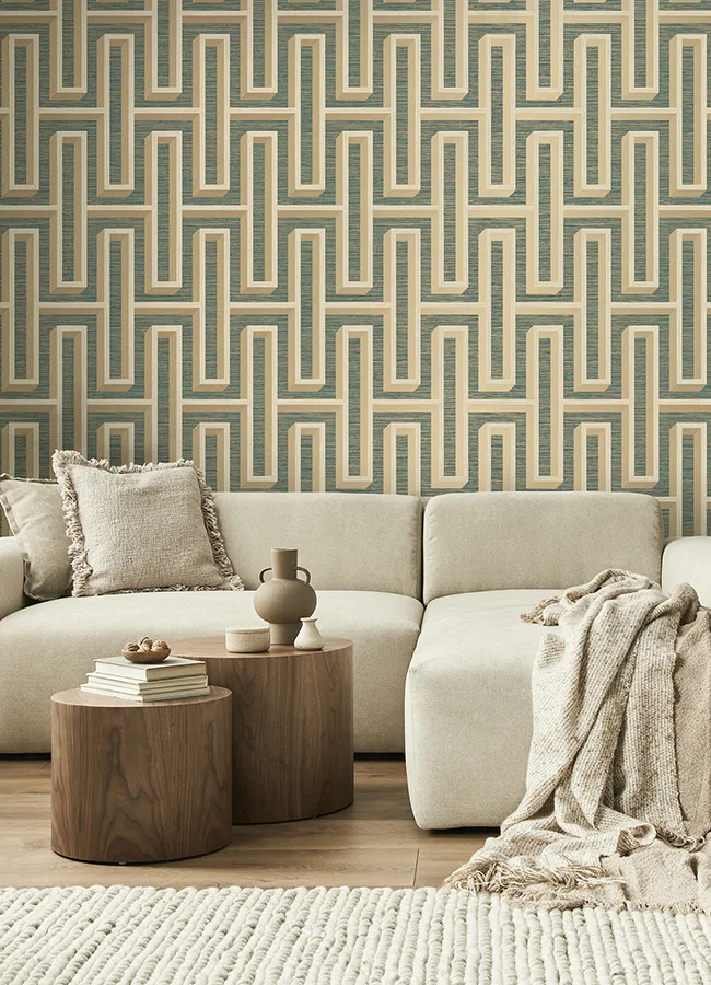 Advantage Henley - Teal Wallpaper | Buy Online Advantage Henley wallpaper, color Teal, SKU 4125-26723