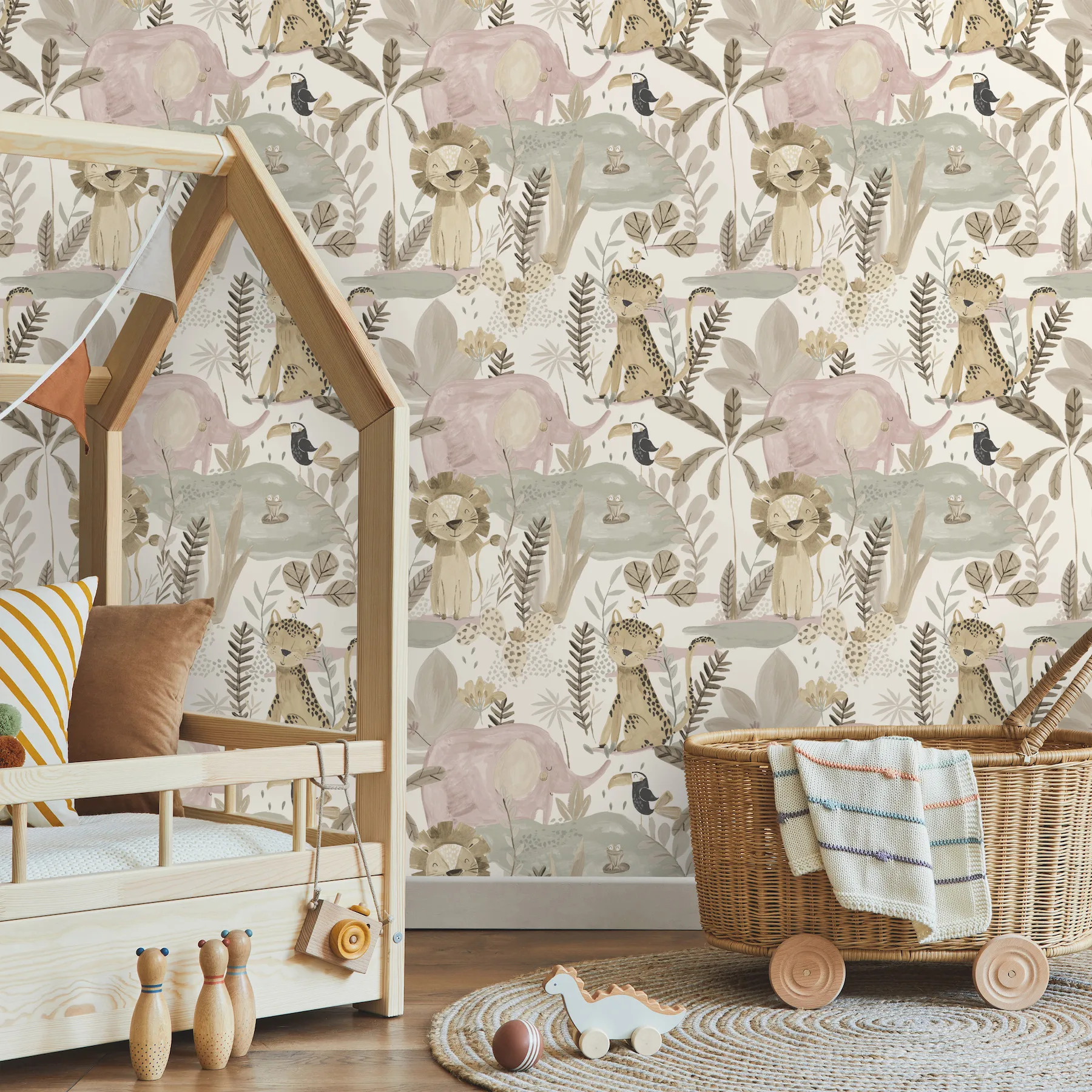 Advantage In The Jungle - Pink Wallpaper | Buy Online Advantage In The Jungle wallpaper, color Pink, SKU 4203-27557