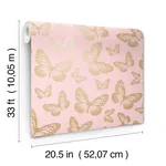 Advantage Metallic Butterflies wallpaper, color Pink, SKU 4203-27586