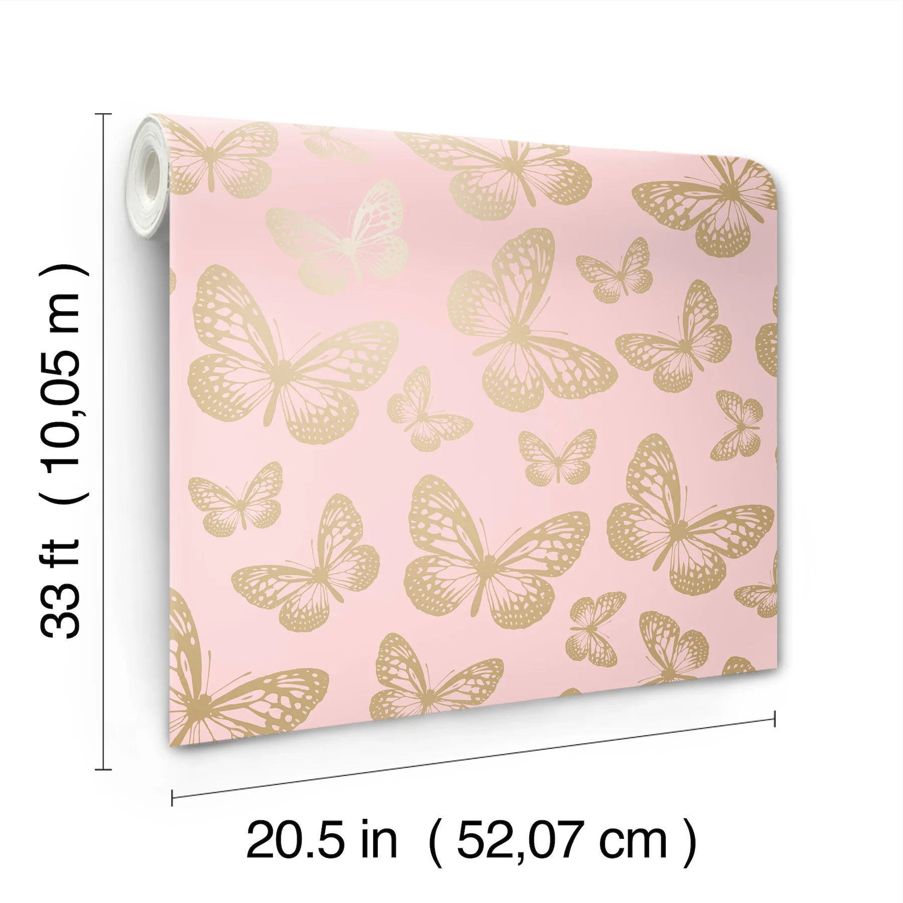 Advantage Metallic Butterflies wallpaper, color Pink, SKU 4203-27586