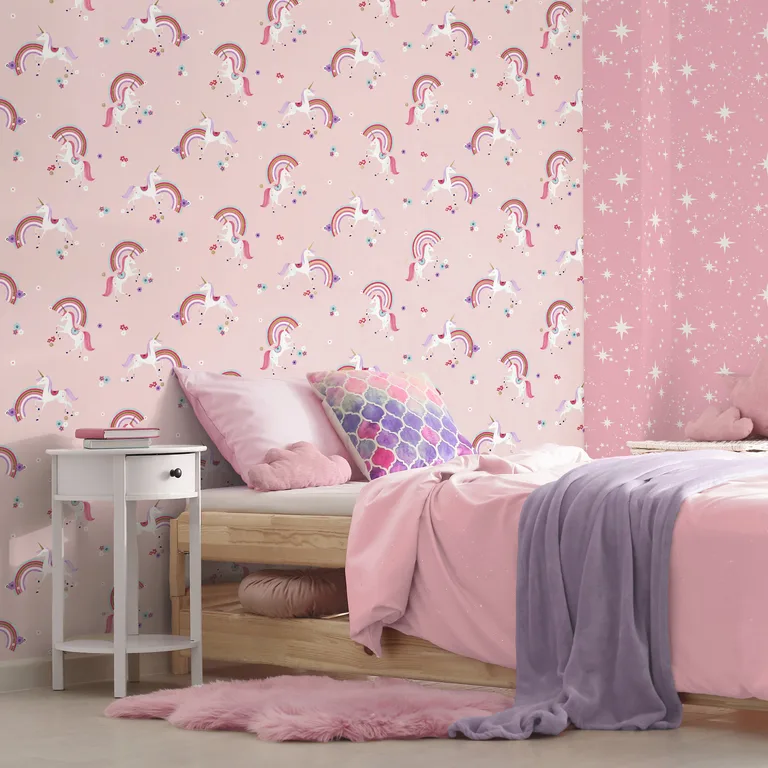 Advantage Rainbow Unicorn wallpaper, color Pink, SKU 4203-27565
