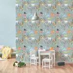 Advantage Safari Animals - Blue Wallpaper | Buy Online Advantage Safari Animals wallpaper, color Blue, SKU 4203-27541