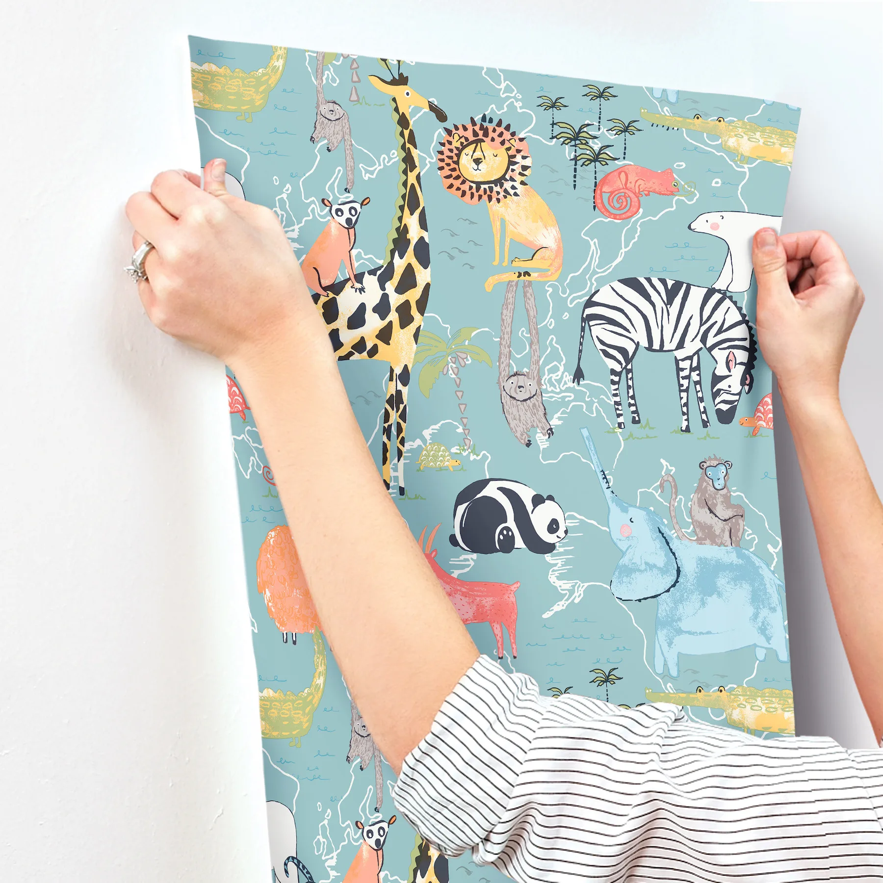 Advantage Safari Animals - Blue Wallpaper | Buy Online Advantage Safari Animals wallpaper, color Blue, SKU 4203-27541