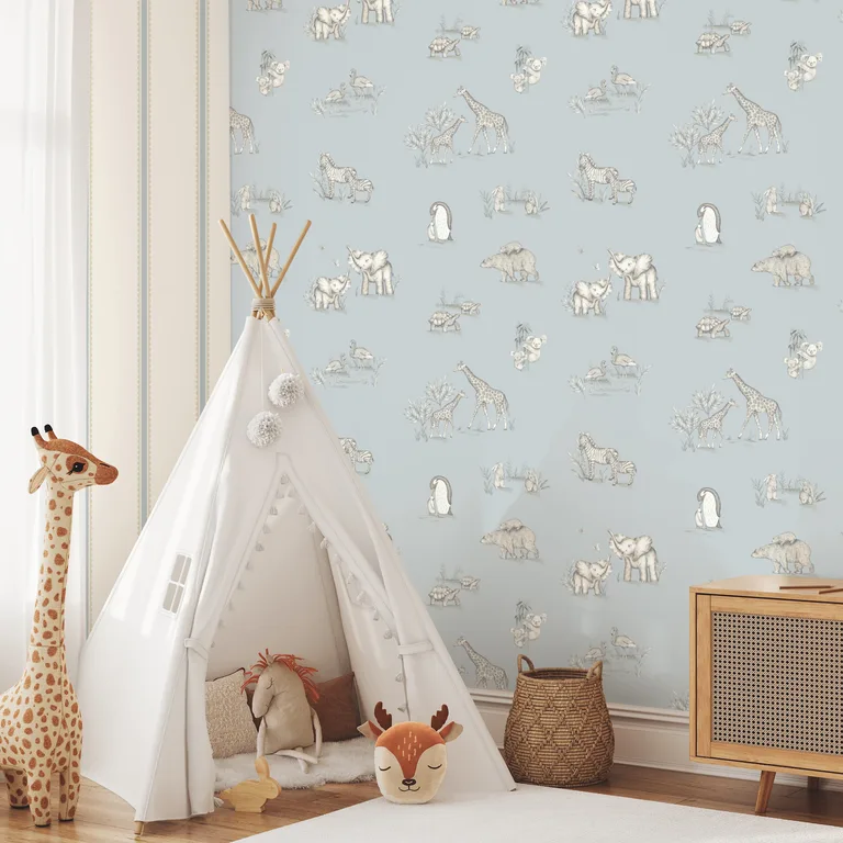 Advantage Safari Babies wallpaper, color Blue, SKU 4203-27551