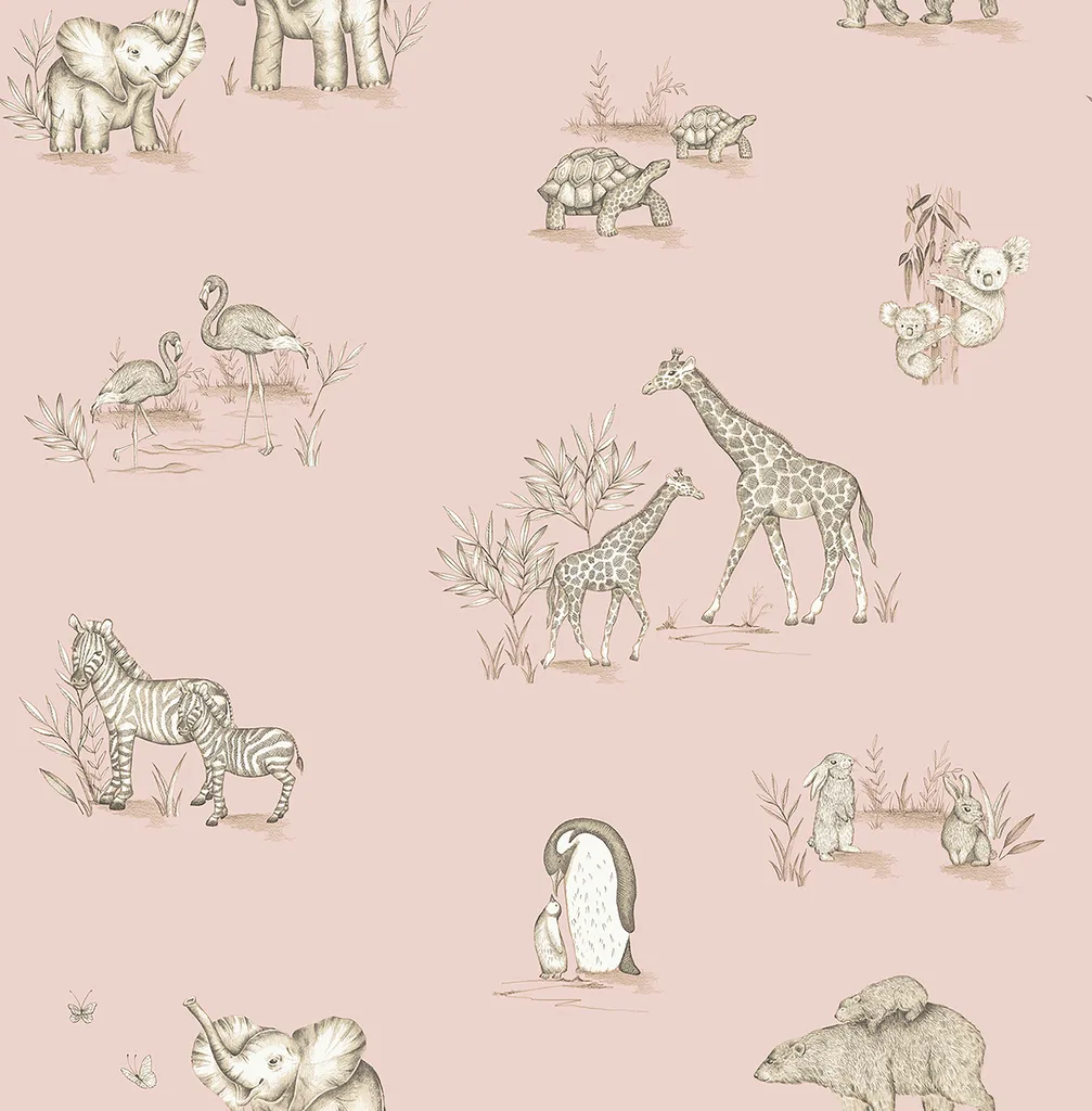 Advantage Safari Babies wallpaper, color Pink, SKU 4203-27552