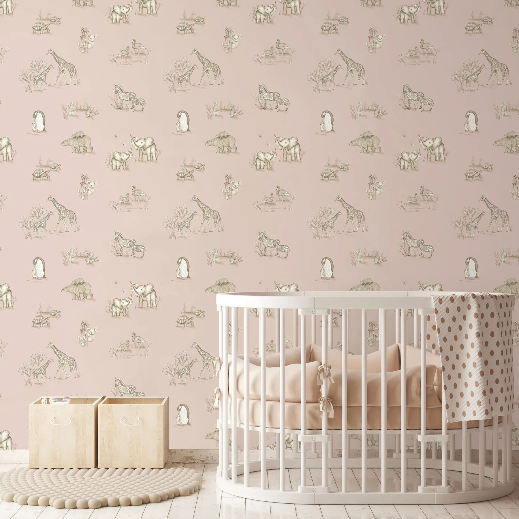 Advantage Safari Babies wallpaper, color Pink, SKU 4203-27552